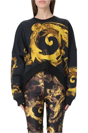 VERSACE Bluzy, Kobieta, Czarny, S, Bluza z barokowym nadrukiem