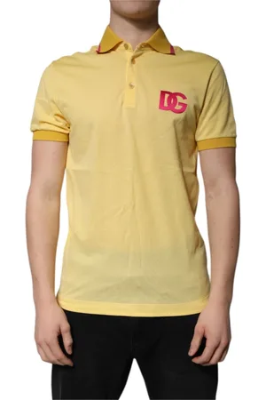Dolce & Gabbana Koszulki, Mężczyzna, Żółty, S, Żółty Polo T-shirt z logo