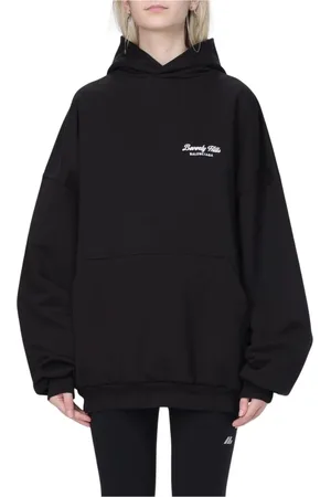 Balenciaga Bluzy, Kobieta, Czarny, M, Len, Różowy Oversized Hoodie dla kobiet