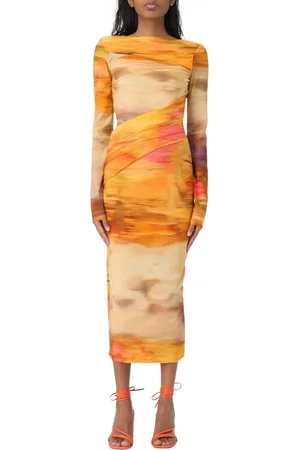 Pinko Sukienki, Kobieta, Wielobarwność, S, Elegant Abstract Print Midi Dress