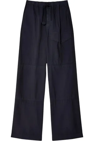 DRIES VAN NOTEN Spodnie, Mężczyzna, Niebieski, M, Granatowe Bawełniane Spodnie