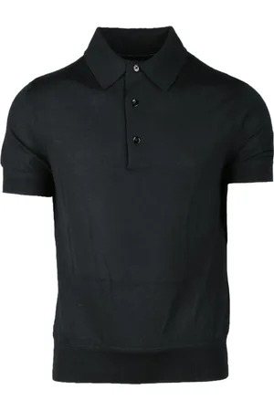 Tom Ford Koszulki, Mężczyzna, Czarny, 3XL, Kaszmir, Luksusowy Sweter Polo z Kaszmiru i Jedwabiu