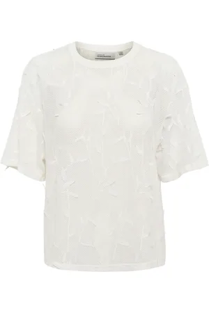 Karen by Simonsen Koszulki, Kobieta, Biały, 2XL, Poliester, Biała Oversized Bluzka Tee