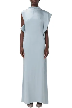 Fendi Sukienki, Kobieta, Niebieski, S, Elegancka Sukienka Maxi w Kolorze Pyłu