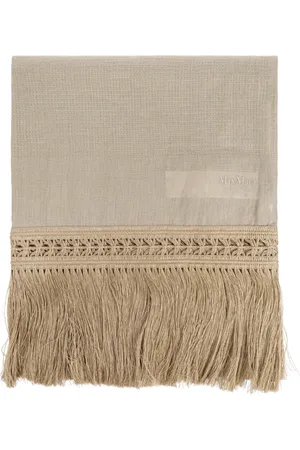 Max Mara Akcesoria, Kobieta, Beżowy, ONE SIZE, Lniany szal `Grammo`