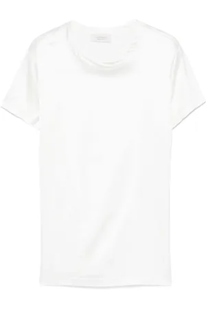 MAZZARELLI Koszulki, Kobieta, Biały, M, Biała Satynowa T-shirt z okrągłym dekoltem