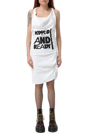 Vivienne Westwood Sukienki, Kobieta, Biały, XS, Biała Graficzna Mini Sukienka