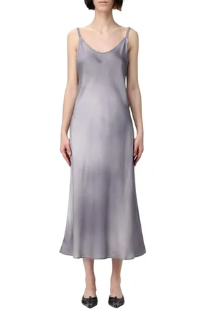 Acne Studios Sukienki, Kobieta, Szary, S, Elegancka Szara Jedwabna Sukienka