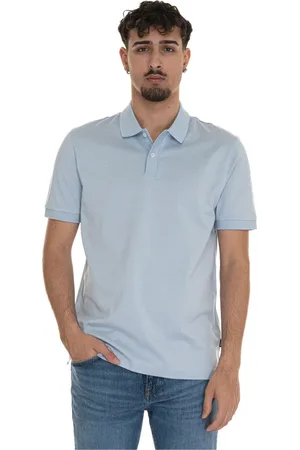 HUGO BOSS Koszulki, Mężczyzna, Niebieski, M, Polo z krótkim rękawem i wzorem płytek