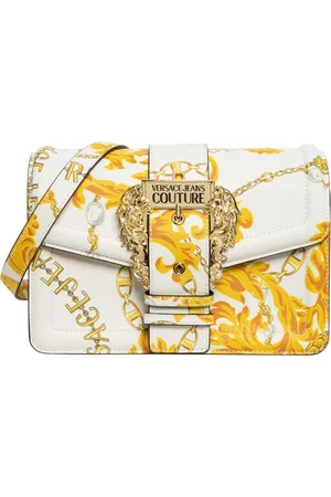 VERSACE Torebki, Kobieta, Biały, ONE SIZE, Abstrakcyjna Torba na Ramię z Łańcuchem