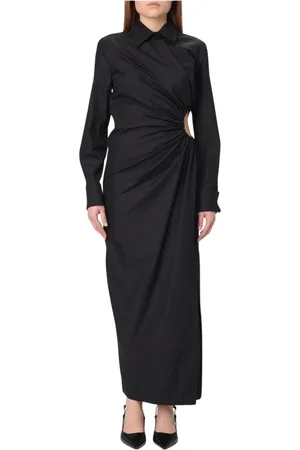 Max Mara Sukienki, Kobieta, Czarny, S, Elegancka Czarna Sukienka z Wycięciem