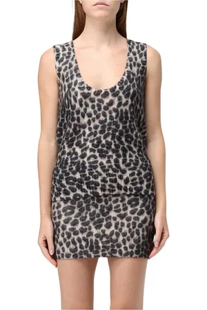 BLUMARINE Sukienki, Kobieta, brązowy, L, Komplet Leopardowy Sweter z Spódnicą