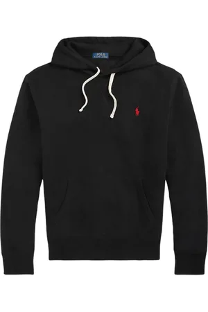 Ralph Lauren Bluzy, Mężczyzna, Czarny, 2XL, Czarna bluza z kapturem i czerwonym logo
