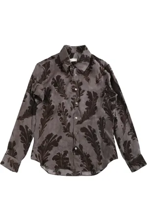 DRIES VAN NOTEN Koszule, Mężczyzna, Szary, L, Klasyczna Szara Koszula z Guzikami