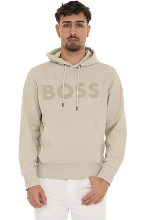 HUGO BOSS Bluzy, Mężczyzna, Beżowy, 2XL, Bawełna, Bluza z kapturem Maxi Logo 100% Bawełna