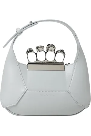 Alexander McQueen Torebki, Kobieta, Szary, ONE SIZE, Skóra, Klejnotowa Mini Torba Szary Skóra