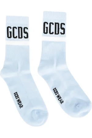 GCDS Bielizna, unisex, Niebieski, M, Bawełna, Skarpetki z logo bawełna-poliester