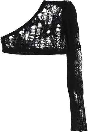 Rick Owens Koszulki, Kobieta, Czarny, L, Czarna Jedno Ramie Sweterkowa Bluzka