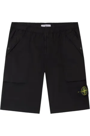 Stone Island Szorty, Mężczyzna, Czarny, W33, Czarne Spodenki Bermuda z elastycznego bawełny
