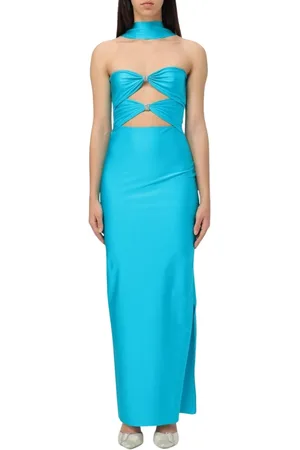 MVP Wardrobe Sukienki, Kobieta, Niebieski, 2XS, Czarna Sukienka Maxi z Dekoltem Halter