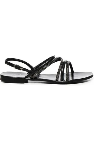 V°73 Buty, Kobieta, Czarny, 37 EU, Sandały z Otwartymi Palcami Wyprodukowane we Włoszech