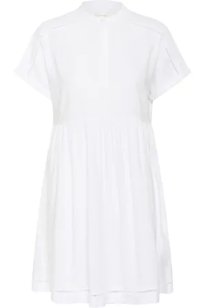 INWEAR Sukienki, Kobieta, Biały, XS, Len, Krótka Biała Sukienka Styl Faridaiw