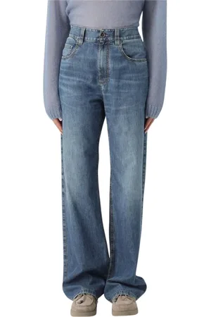 Brunello Cucinelli Jeansy, Kobieta, Niebieski, S, Eleganckie Wide Leg Jeansy