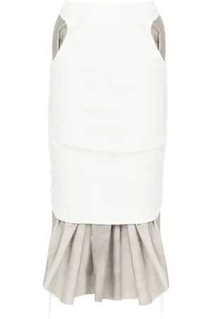 Maison Margiela Spódnice, Kobieta, Biały, M, Biało Szary Spódnica Midi