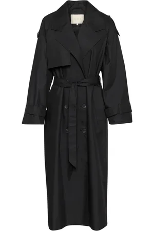 Kaffe Płaszcze, Kobieta, Czarny, M, Bawełna, Klasyczna Kurtka Trenchcoat Czarny Głęboki