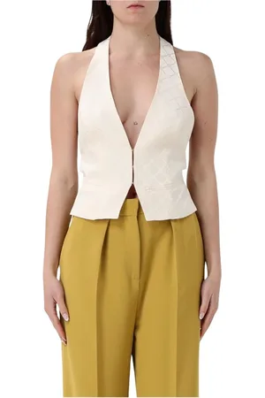 Elisabetta Franchi Kurtki, Kobieta, Żółty, L, Kamizelka dopasowana z premium detalami