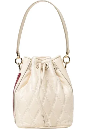 Bally Torebki, Kobieta, Beżowy, ONE SIZE, Pikowana Skórzana Torba Wiaderko