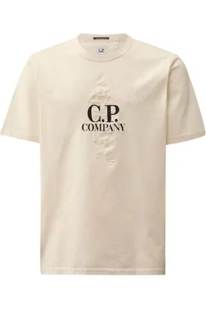 C.P. Company Koszulki, Mężczyzna, Beżowy, M, Bawełna, Koszulka Brytyjska Marynarska z Dżerseju