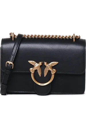 Pinko Pre-owned, Kobieta, Czarny, ONE SIZE, Nylon, Czarna Mini Love Torba z Łańcuchem