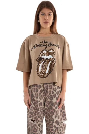 ANIYE BY Koszulki, Kobieta, Beżowy, L, Rolling Stone Cropped Tee