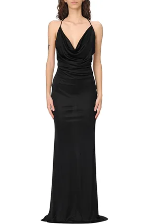 Elisabetta Franchi Sukienki, Kobieta, Czarny, XL, Brązowa Sukienka Maxi Elegancki Stylowy Wygląd