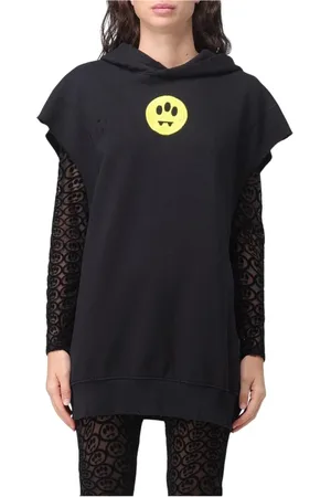 BARROW Bluzy, Kobieta, Czarny, S, Len, Zielony Sweter bez rękawów z kapturem w stylu zniszczonym