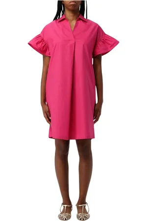 Kaos Sukienki, Kobieta, Różowy, S, Ruffled Sleeves Sukienka Brązowa Elegancka