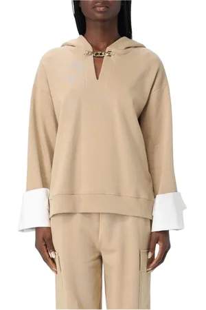 Twin-Set Bluzy, Kobieta, Beżowy, L, Bluza z kapturem i łańcuchem