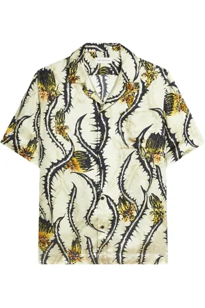 DRIES VAN NOTEN Koszule, Mężczyzna, Wielobarwność, M, Koszula hawajska z nadrukiem osetu