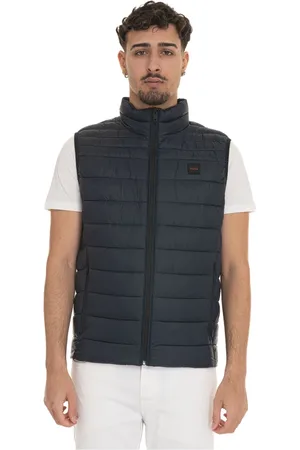 HUGO BOSS Kurtki, Mężczyzna, Niebieski, XL, Pikowana Kamizelka z Logo