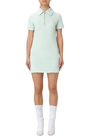 Palm Angels Sukienki, Kobieta, Zielony, L, Mint Polo Sukienka Zamek Błyskawiczny