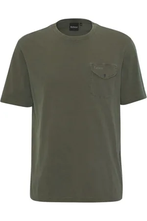 Barbour Koszulki, Mężczyzna, Zielony, XL, T-shirt Relaxed Fit w jasnej szałwii