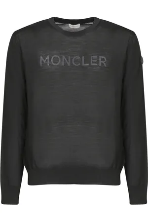 Moncler Bluzy, Mężczyzna, Czarny, XL, Czarny Sweter z Długim Rękawem Minimalistyczny Design