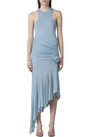 BLUMARINE Sukienki, Kobieta, Niebieski, S, Elegancka Sukienka z Falbankami