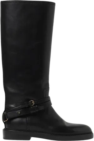 Buttero Buty, Kobieta, Czarny, 36 1/2 EU, Czarne skórzane kozaki z klamrą