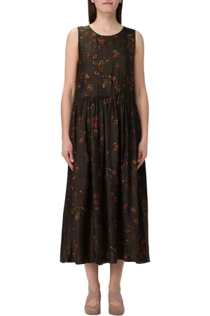UMA WANG Sukienki, Kobieta, brązowy, S, Elegancka Kwiatowa Sukienka Midi