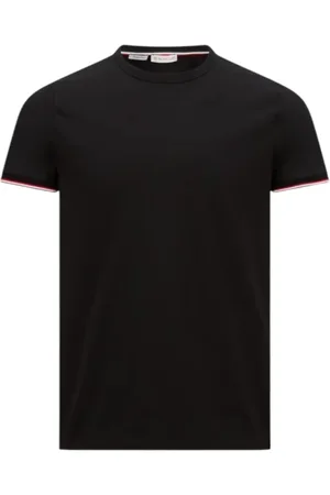 Moncler Koszulki, Mężczyzna, Czarny, 2XL, Trójkolorowy T-shirt z bawełny Czarny
