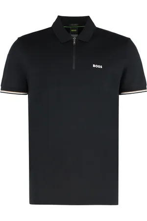 HUGO BOSS Koszulki, Mężczyzna, Czarny, S, Bawełniana Koszulka Polo Z Lamówką Regular Fit