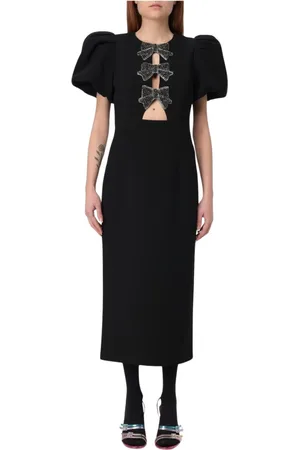 Rebecca Vallance Sukienki, Kobieta, Czarny, M, Elegancka Czarna Sukienka z Kokardą Midi