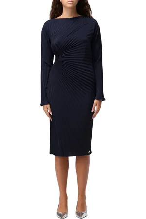 Kenzo Sukienki, Kobieta, Niebieski, S, Niebieska Plisowana Sukienka Midi Elegancki Styl